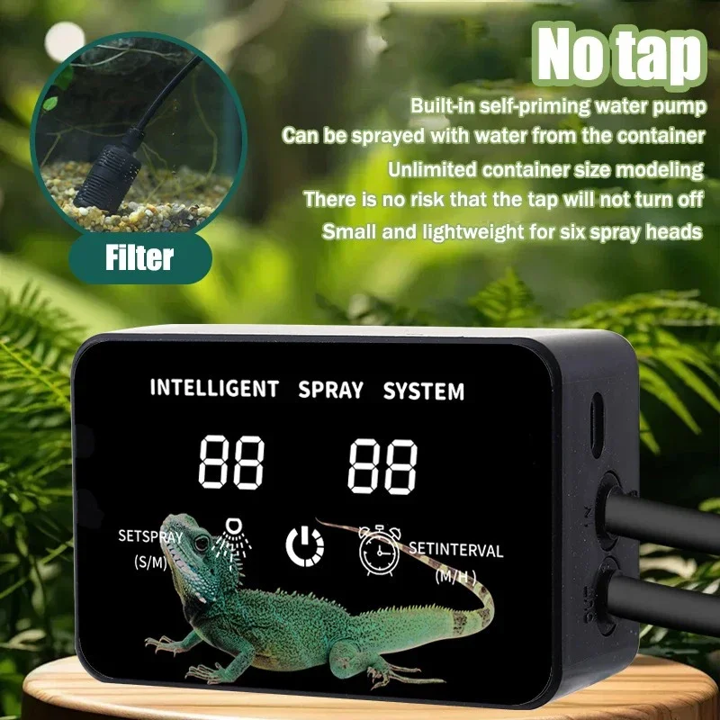 Smart Garden Watering System - インテリジェント爬虫類用フォガー時間制御スプレーシステム、テラリウム熱帯雨林加湿自動灌漑スプレーヤーキット