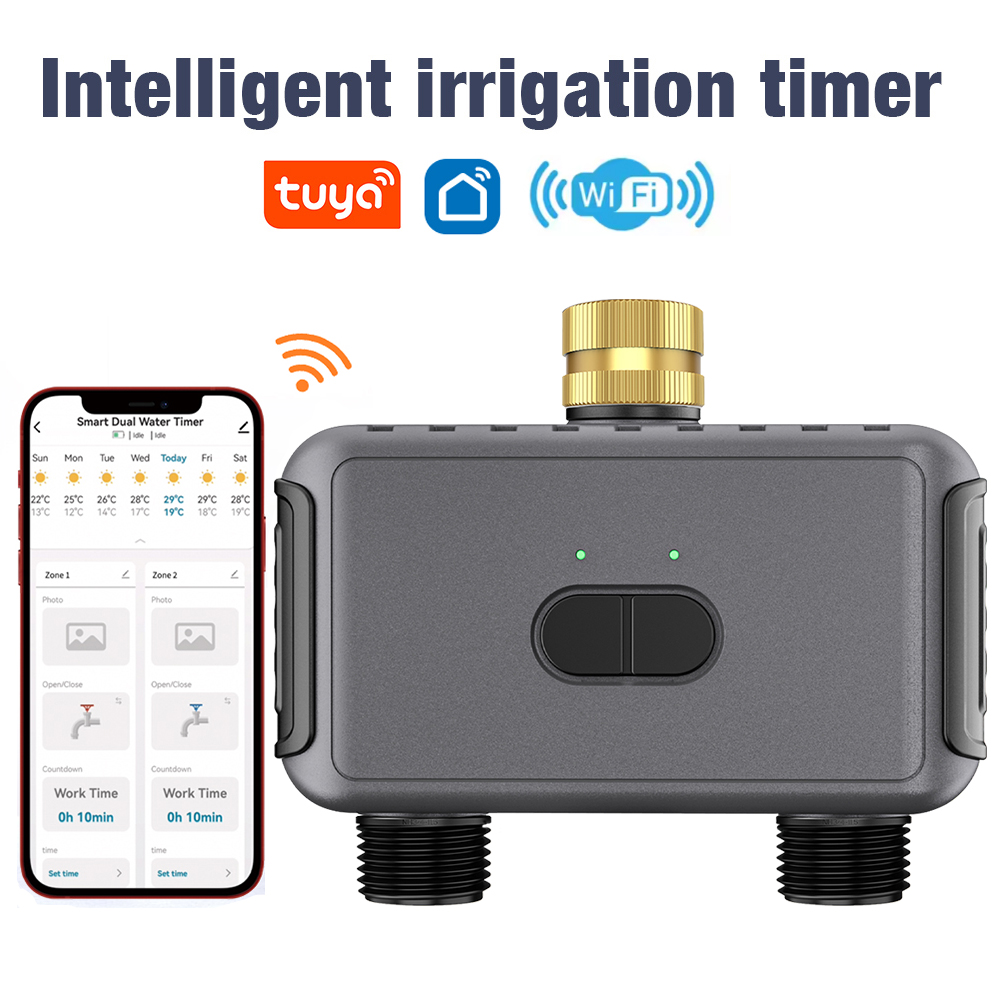 Smart Garden Sphagnum Moss - Tuya WiFi ウォータータイマースマート 2 コンセントスプリンクラータイマー庭の散水システム点滴灌漑コントローラ雨遅延プログラマー