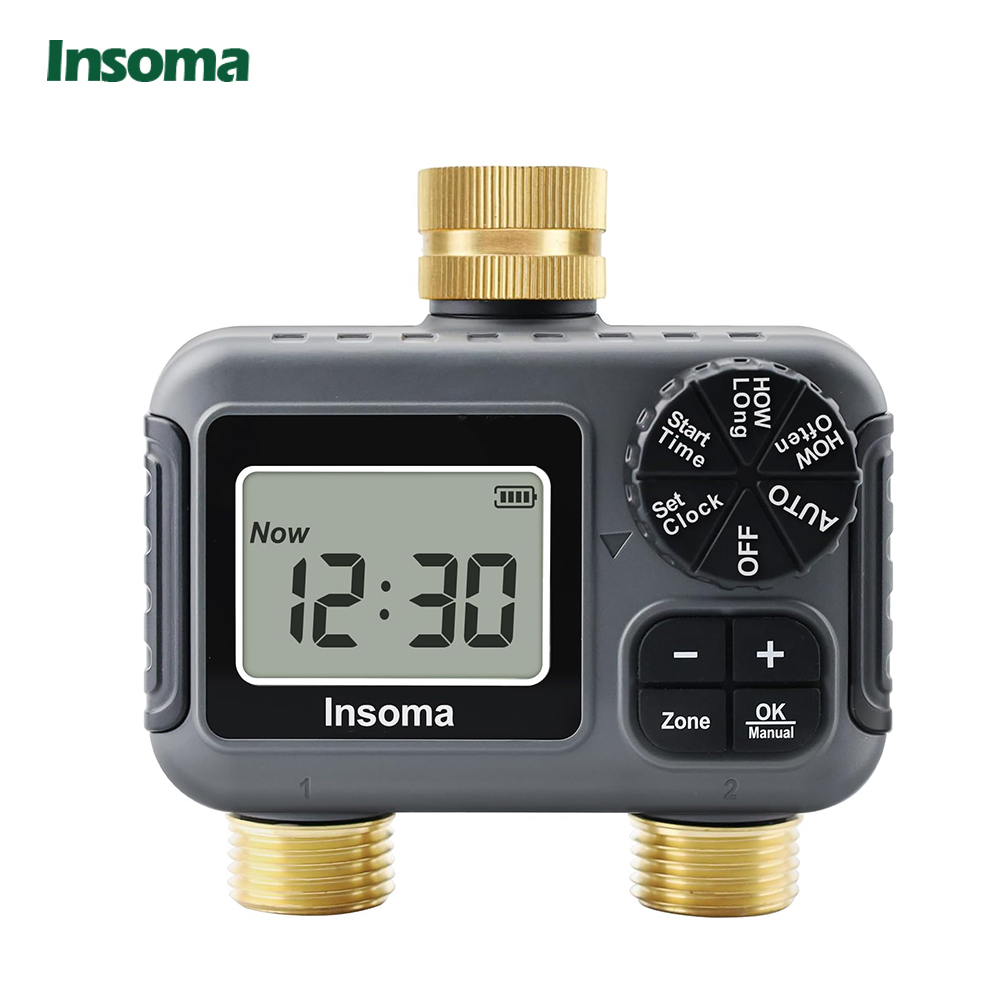 Smart Garden Sphagnum Moss - Insoma スマート灌漑散水システム デュアルコンセント 自動散水タイマー 散水蛇口 ホースプログラマー