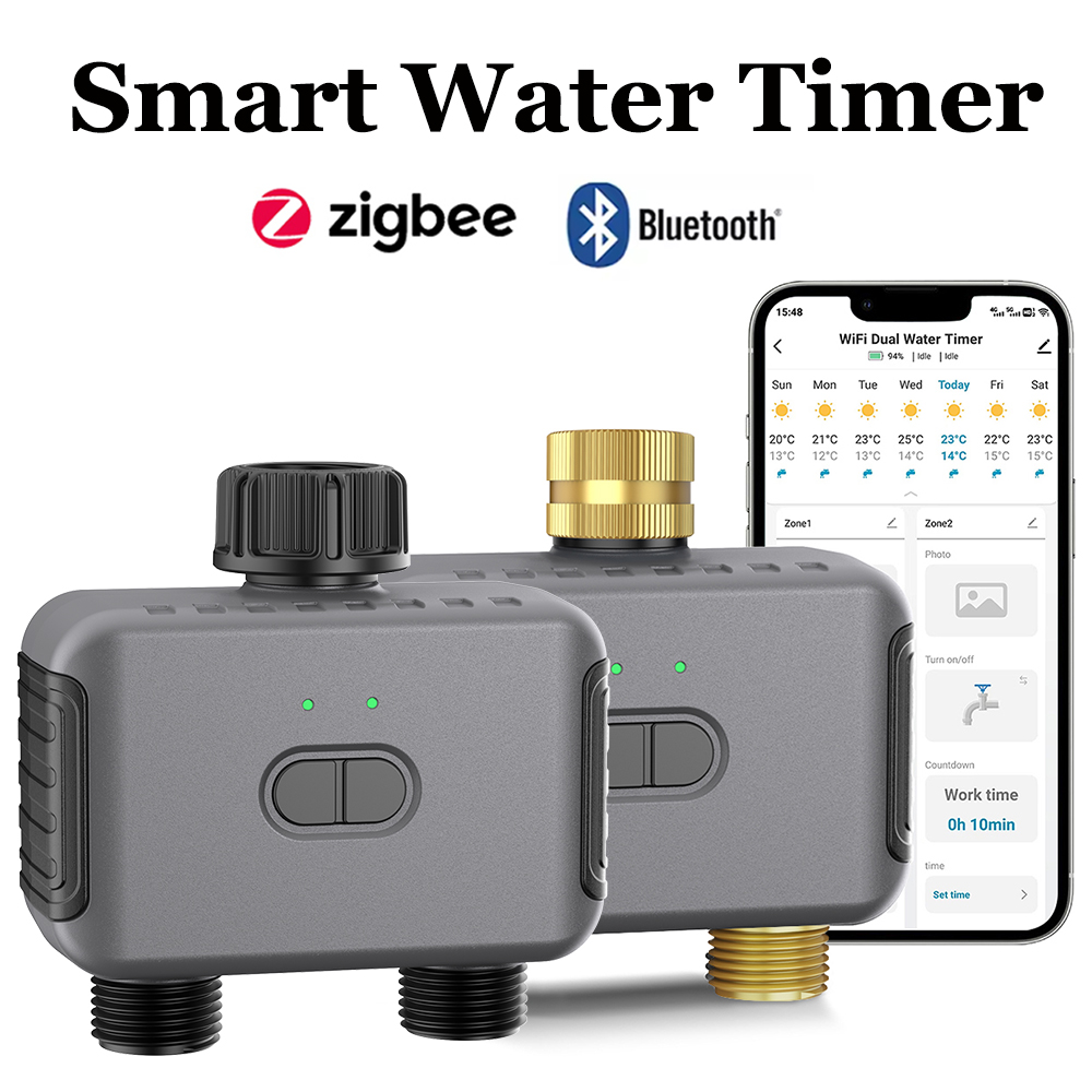 Smart Garden Sphagnum Moss - Tuya スマートウォータータイマー Zigbee/BT 自動灌漑コントローラー 2 出口スプリンクラー庭の散水システムサポート