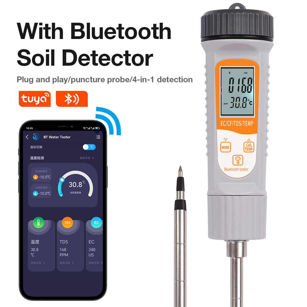 Smart Garden Nutrients - 水と土壌の栄養分析装置,インテリジェントなデータロガー,水耕栽培の植栽,温室と庭,4 in 1,ec tds cf temp