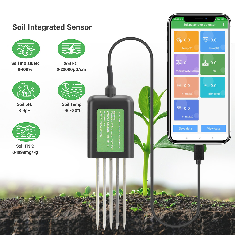 Smart Garden Nutrients - YIERYI土壌pHメーター水分計土壌分析計Android USBスマートガーデン土壌栄養素センサー温室家庭農家向け
